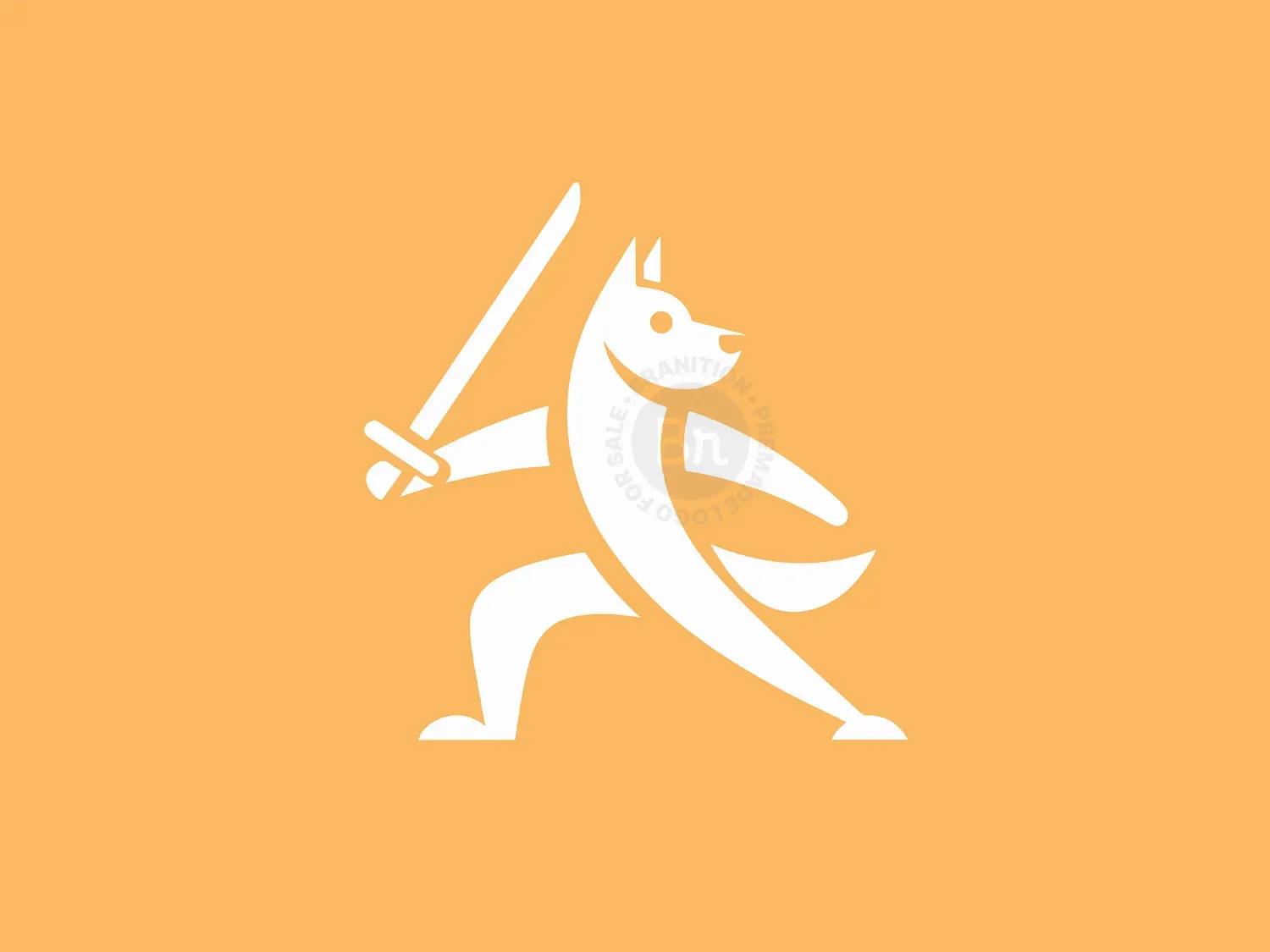Abstract Dog Warrior With Sword Logo