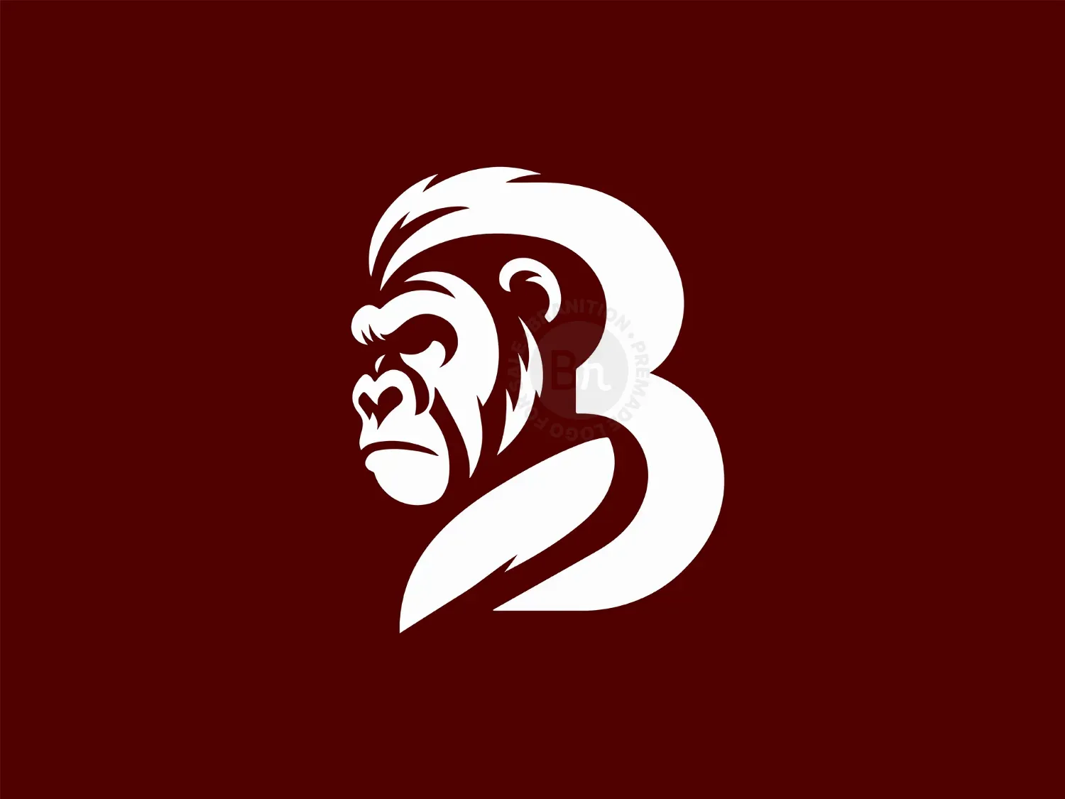 Abstract Gorilla Head With Letter B Logo