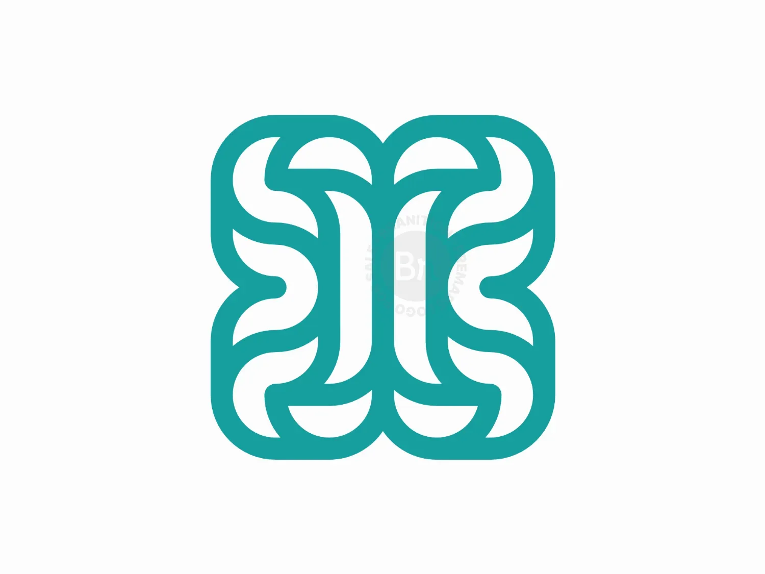 Abstract B Or Bb Letter Brain Logo