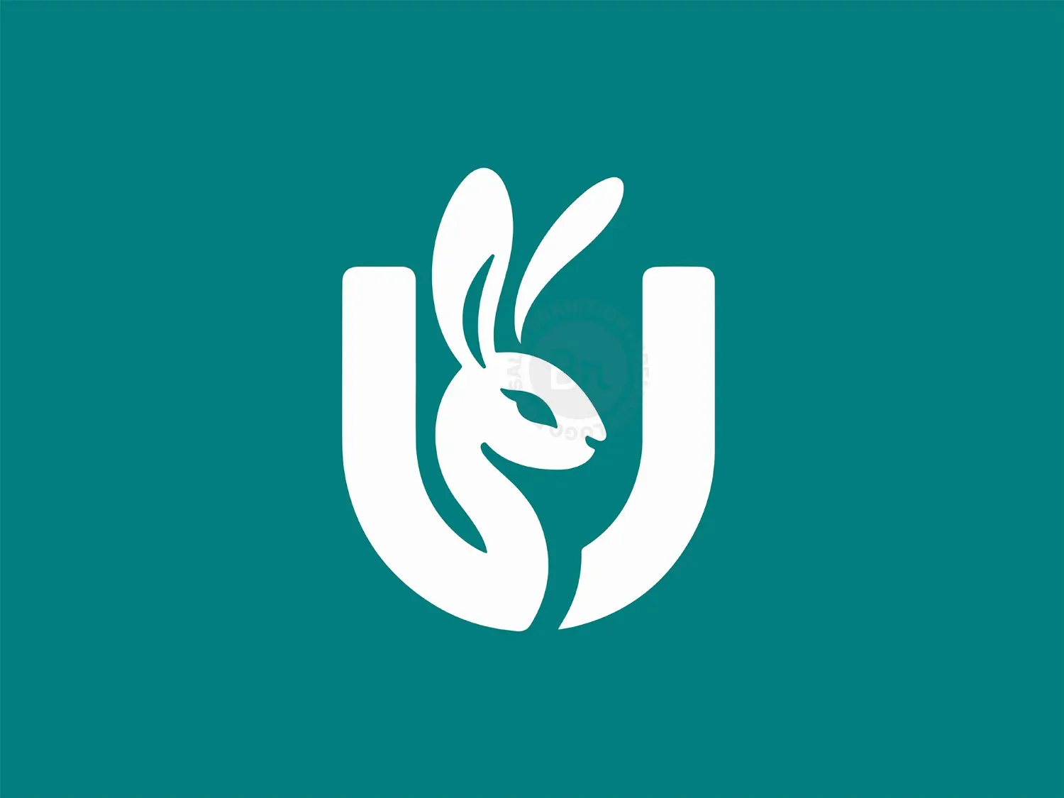 Abstract Letter U With Rabbit Head Logo