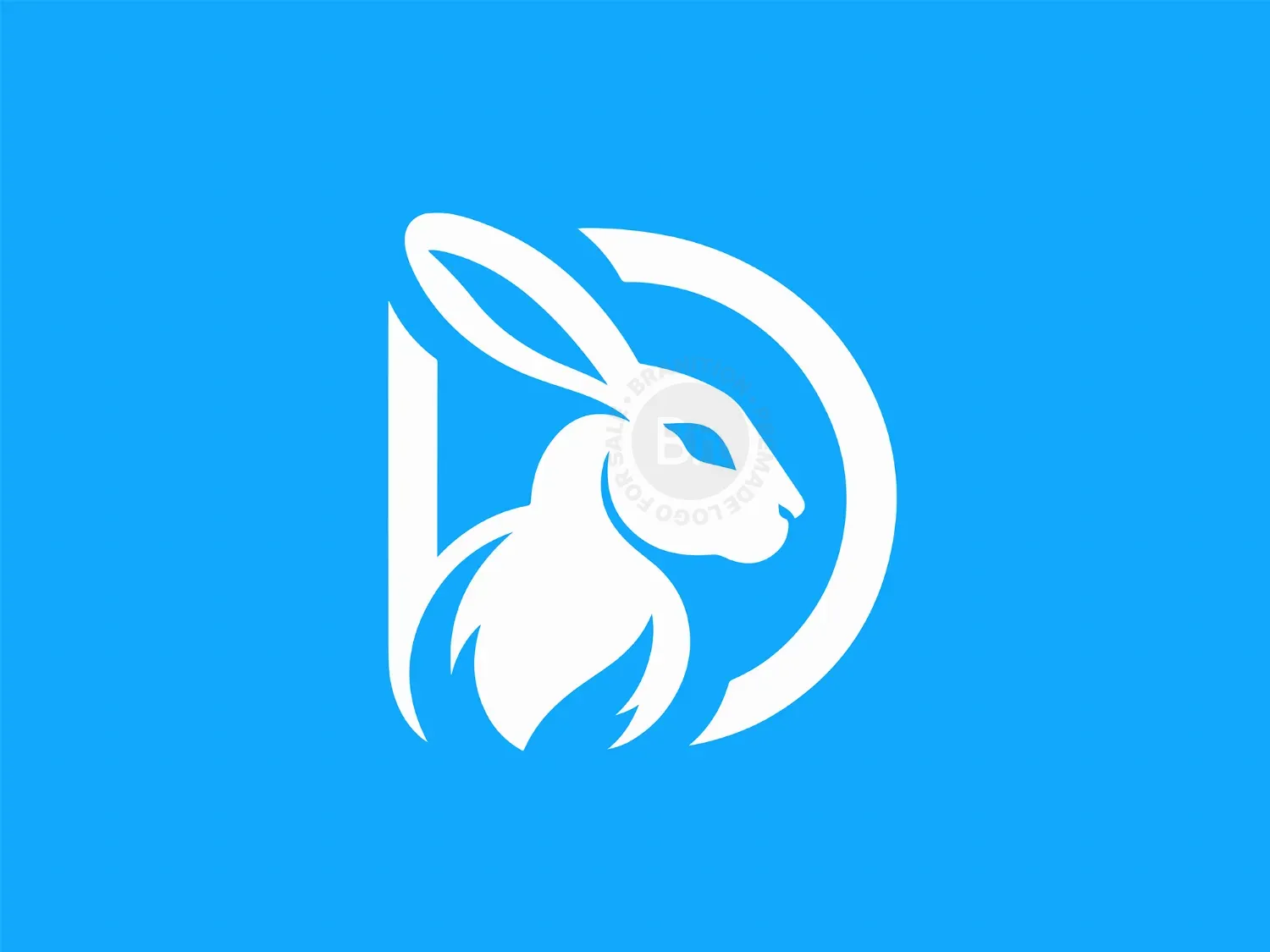 Abstract Rabbit With Elegant Letter D Logo