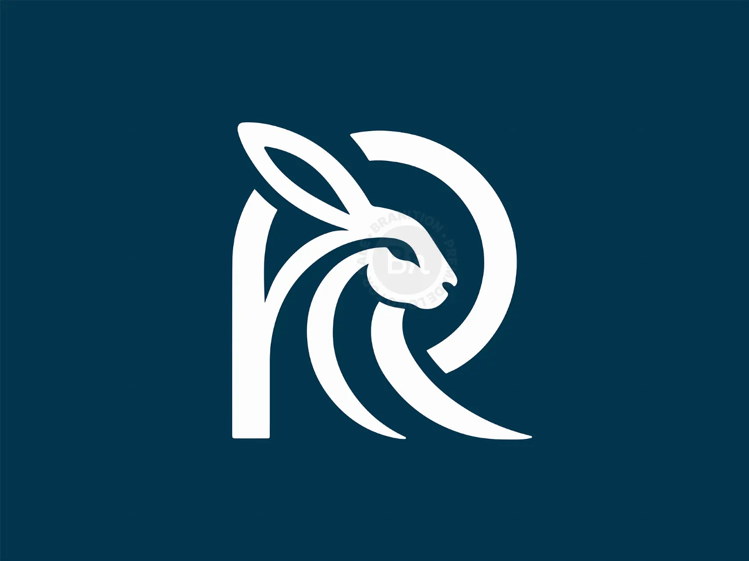 Modern Letter R With Abstract Rabbit Logo