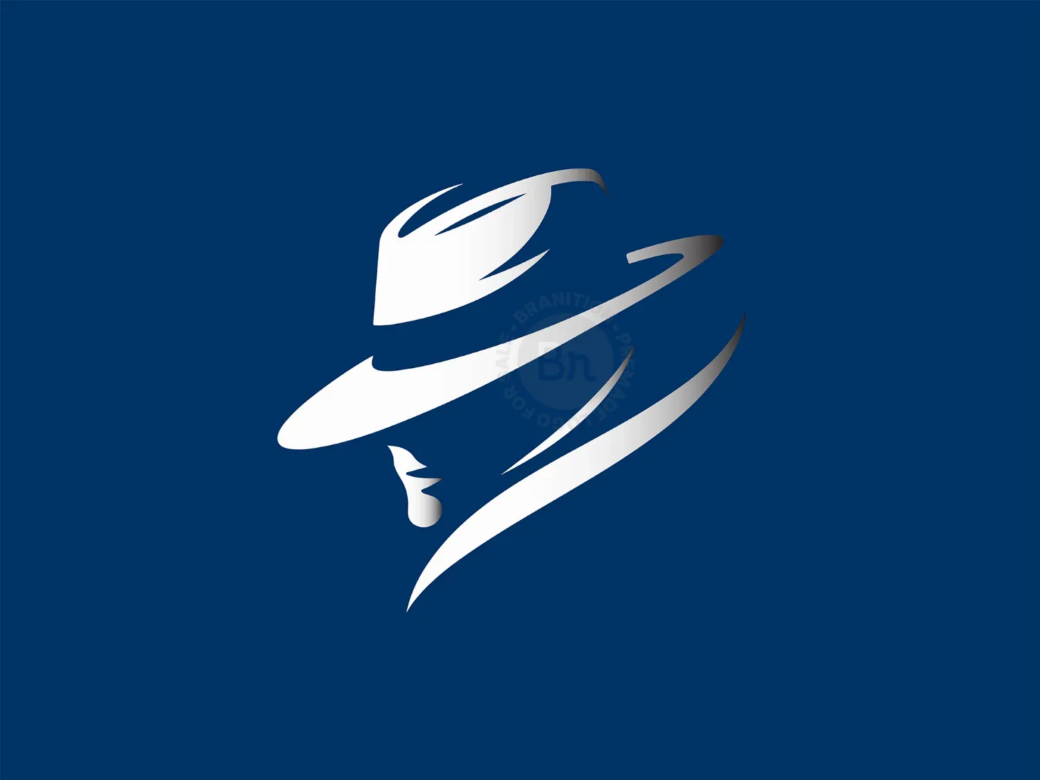 Modern Elegant Man Face With Hat Logo