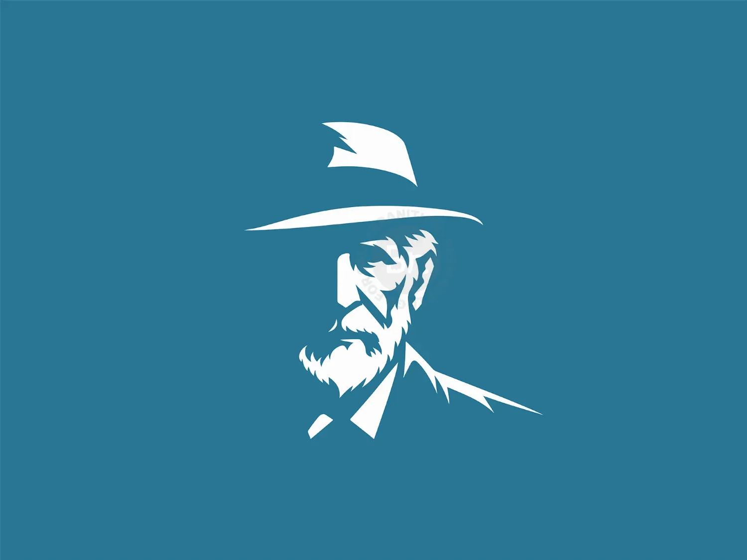 Abstract And Elegant Old Man With Hat Logo