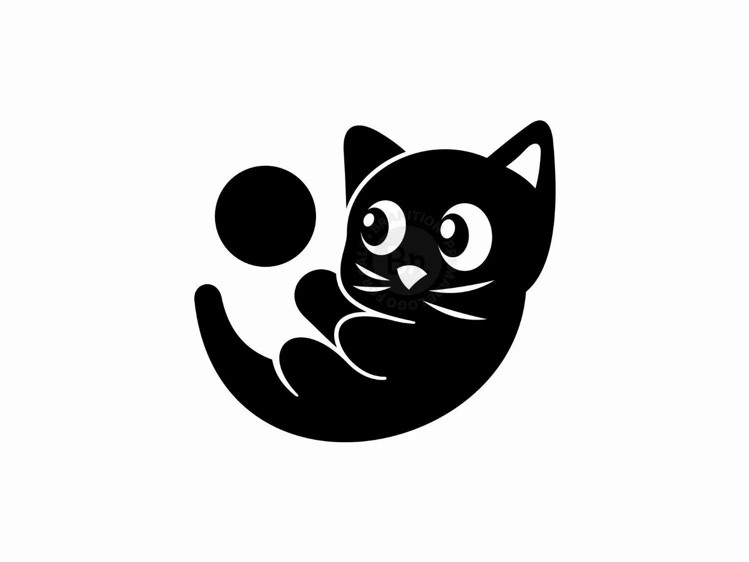 Cat Cute Ball Logo