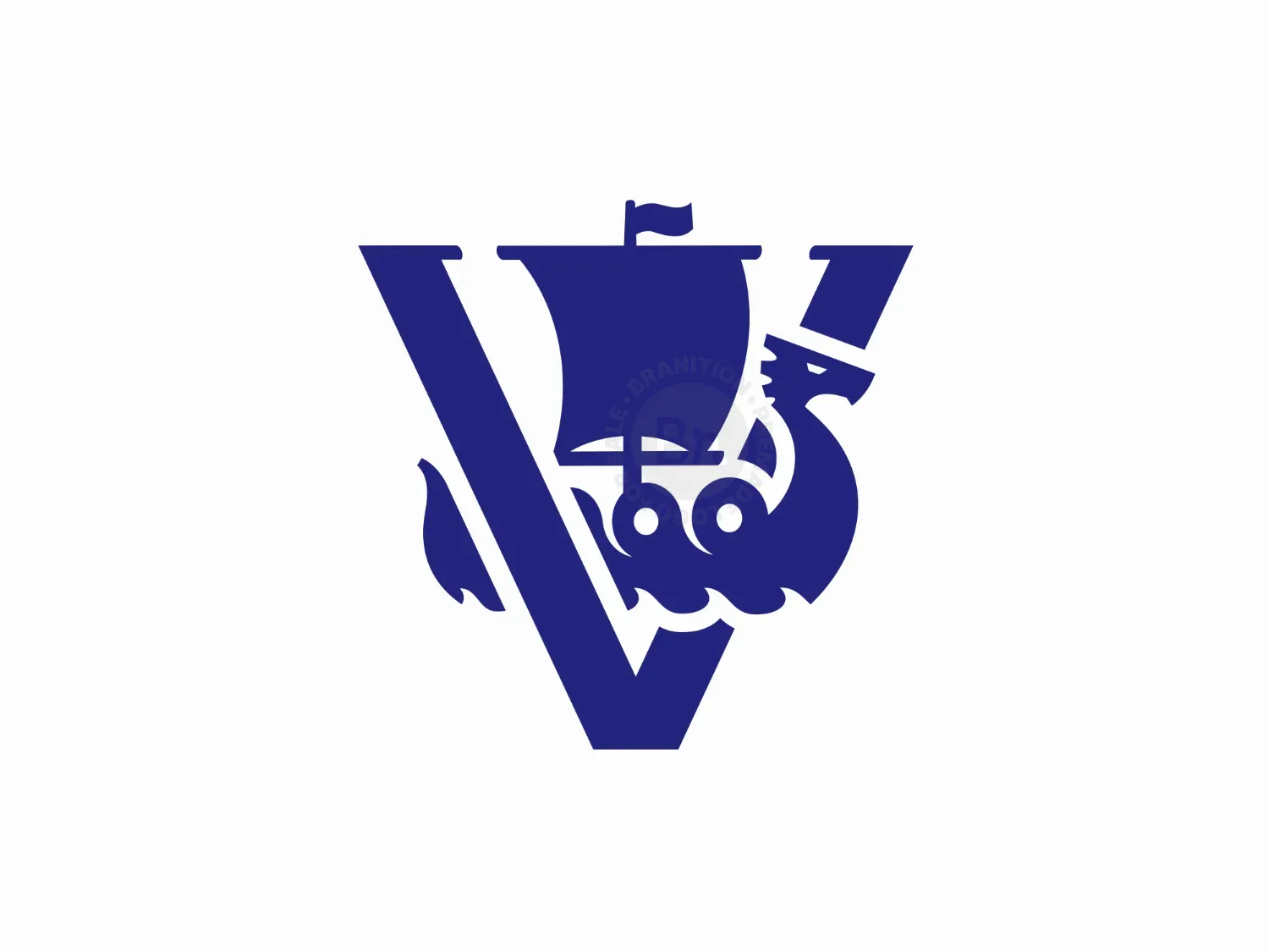 V Viking Drakkar Ship Logo