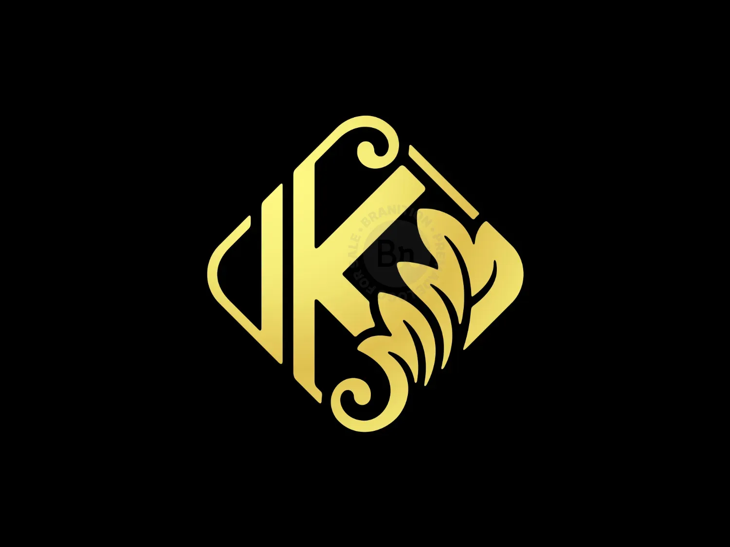 Golden Elegant Letter K Floral Design