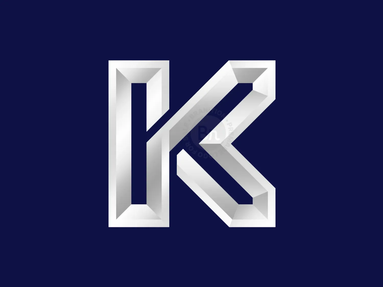 Modern Metallic Silver K Logo