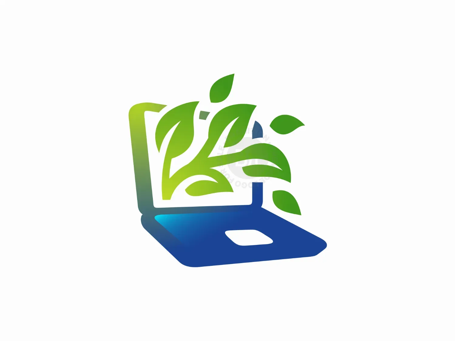 Laptop Computer Leaf Tree Logo