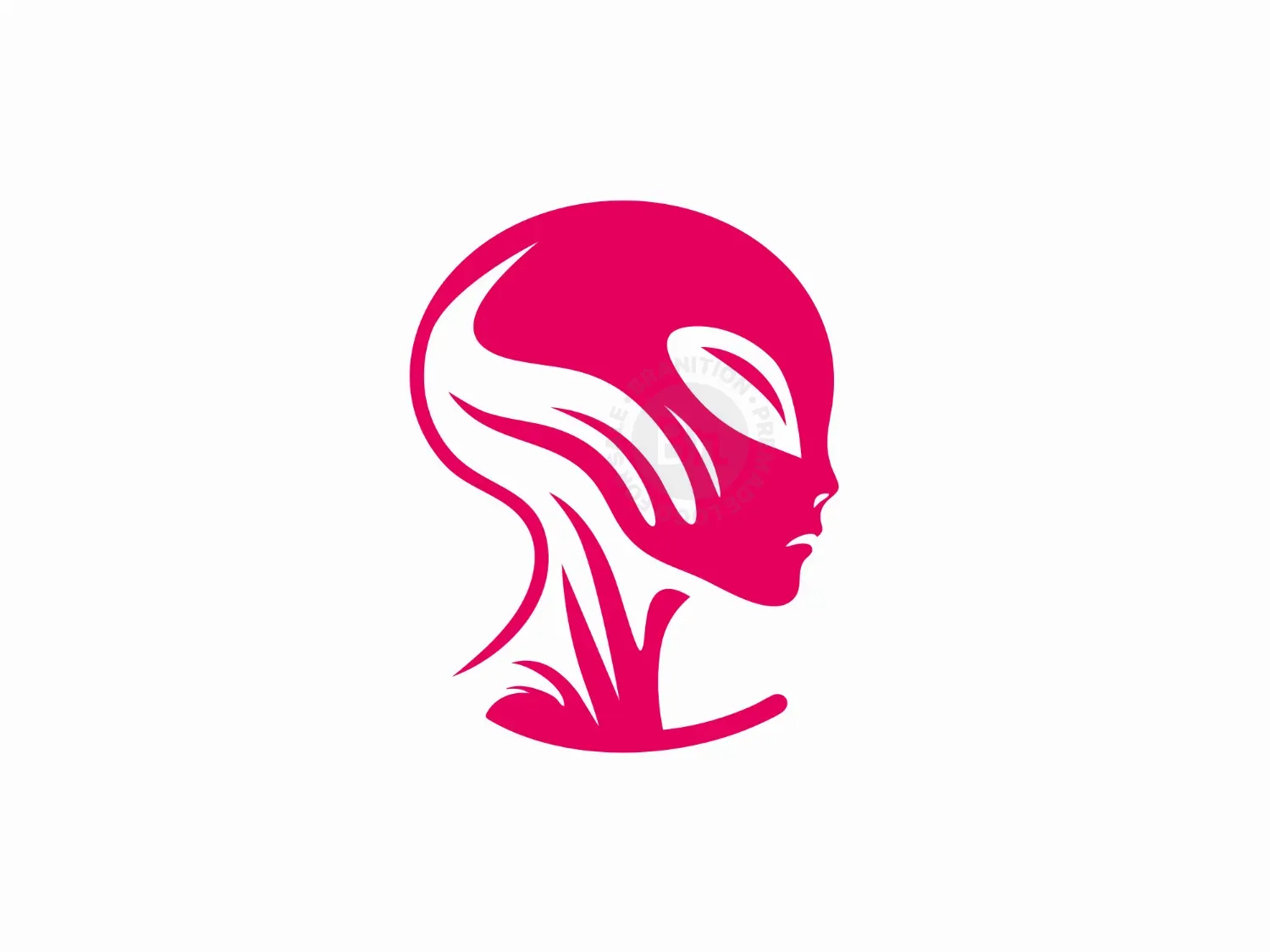 Modern Red Head Of An Alien Logo