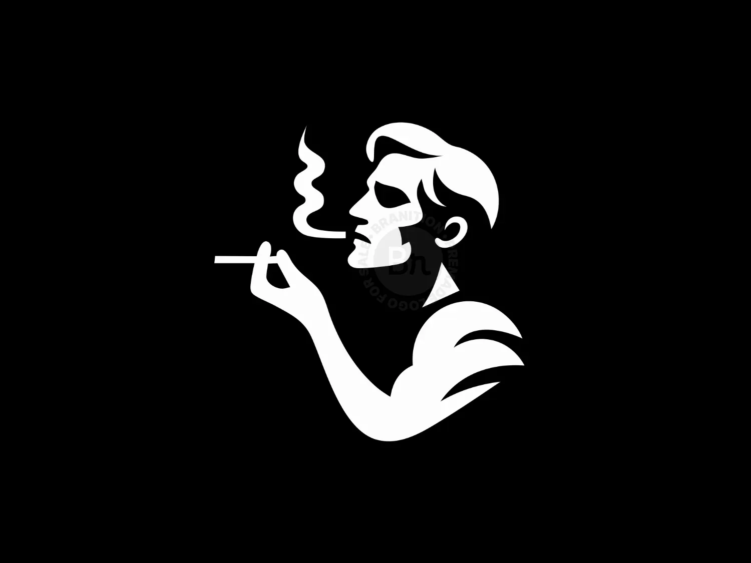 Abstract Logo Of A Man Smoking A Cigarette