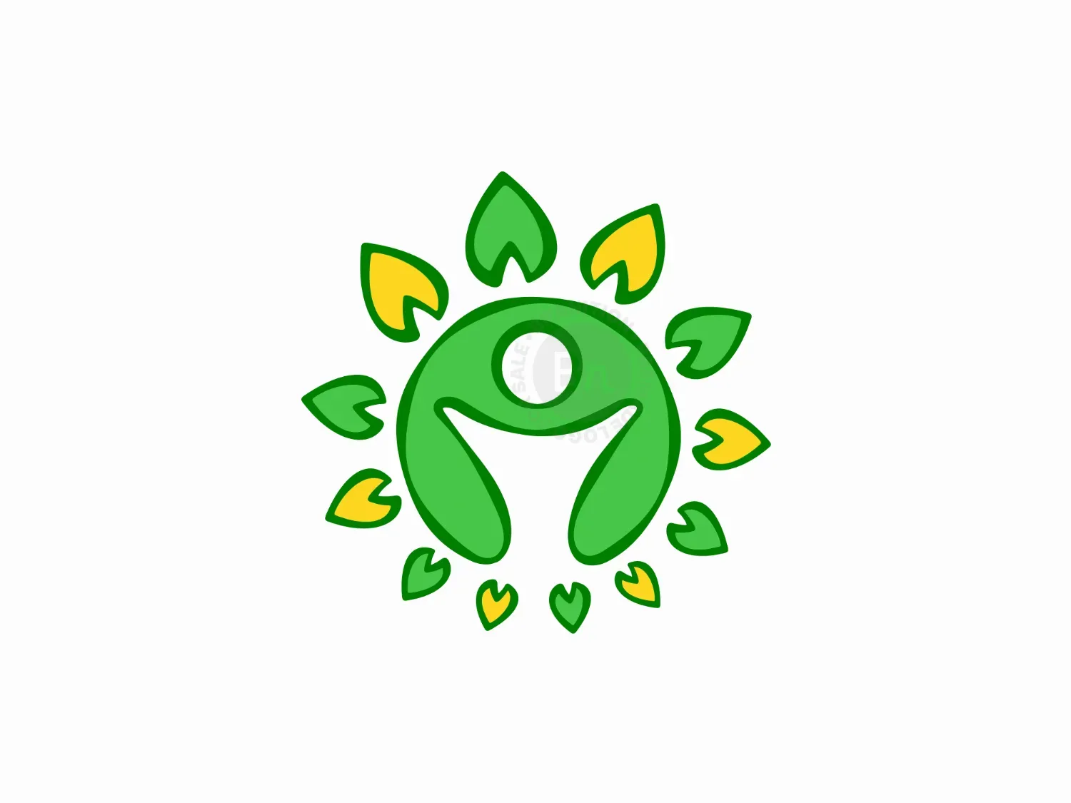 Green Happy Man Sun Logo