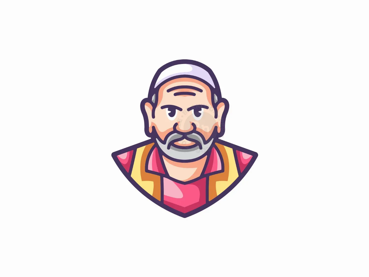 Old Grandpa Illustration Logo - Branition