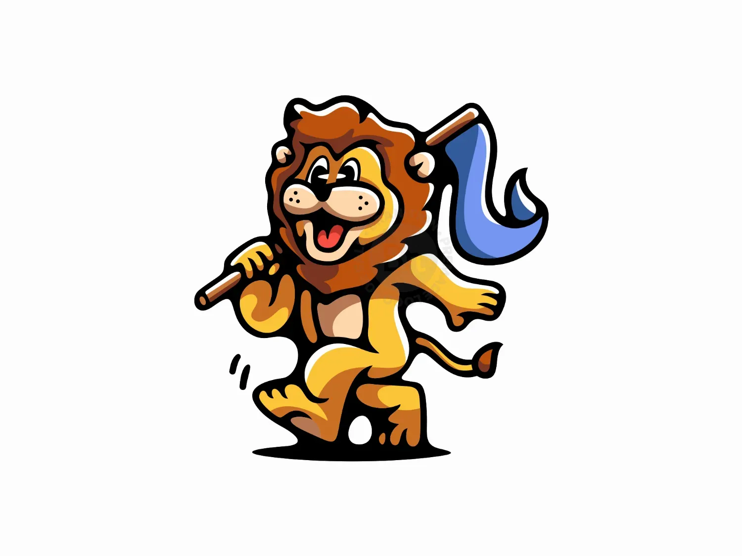 Cute Lion Flag Mascot Logo