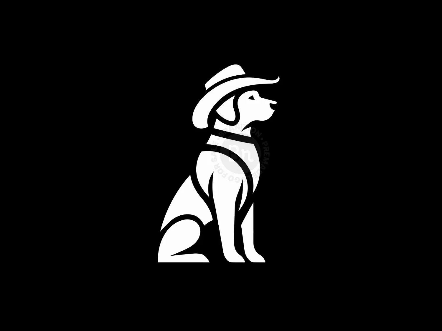 Modern And Elegant Dog With Cowboy Hat Logo