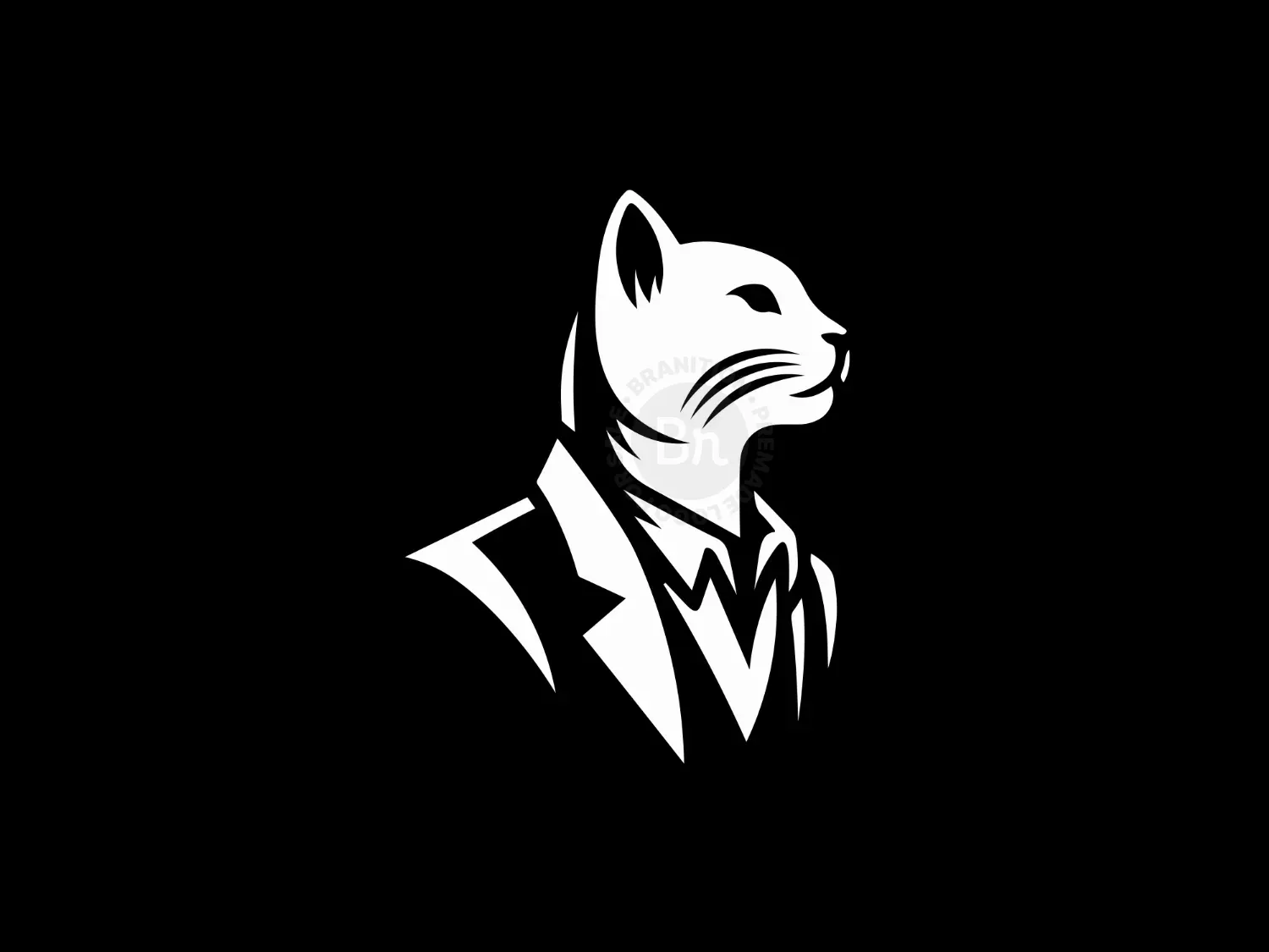 Modern And Elegant Cat In Business Suit Logo