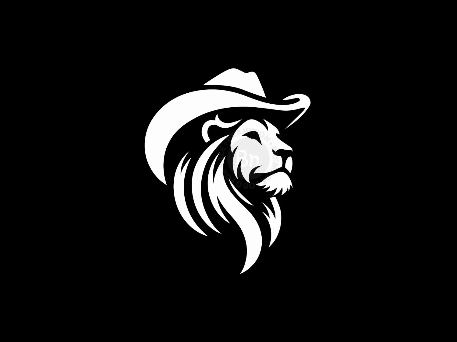 Modern And Elegant Lion With Cowboy Hat Logo