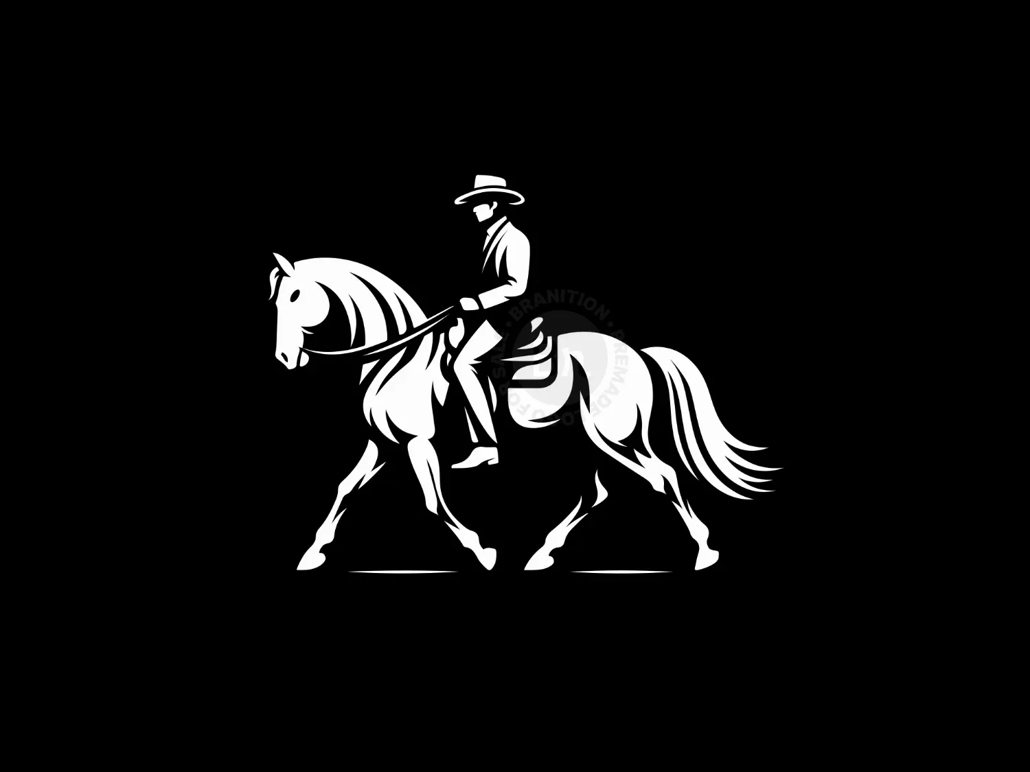 Modern And Elegant Cowboy On Him Horse Logo