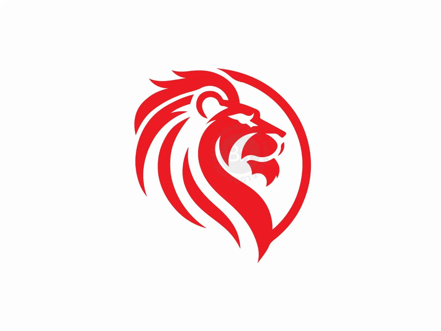 Elegant And Abstract Red Lion Head Logo