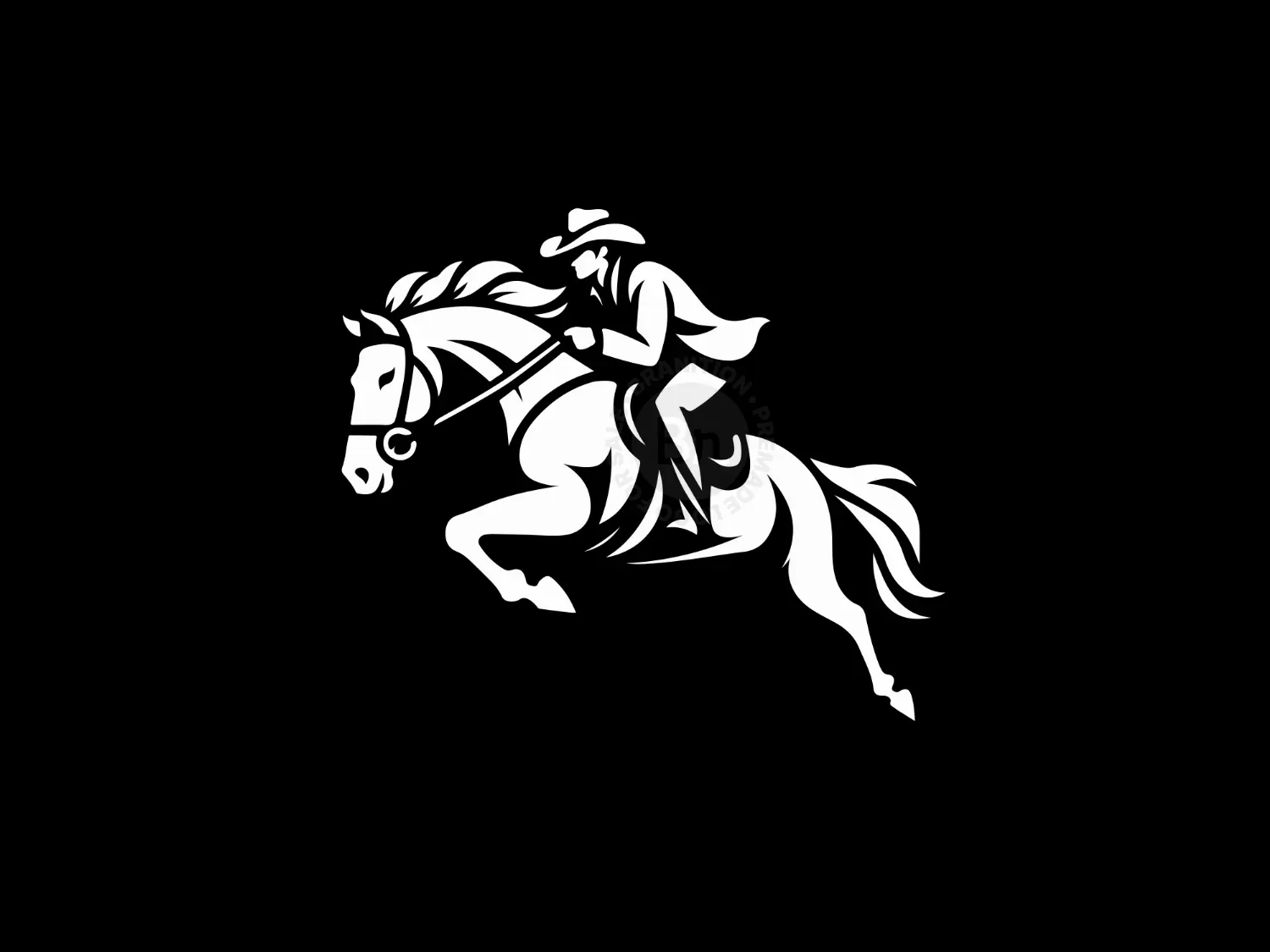 Elegant And Modern Rodeo Cowboy On Horse Logo