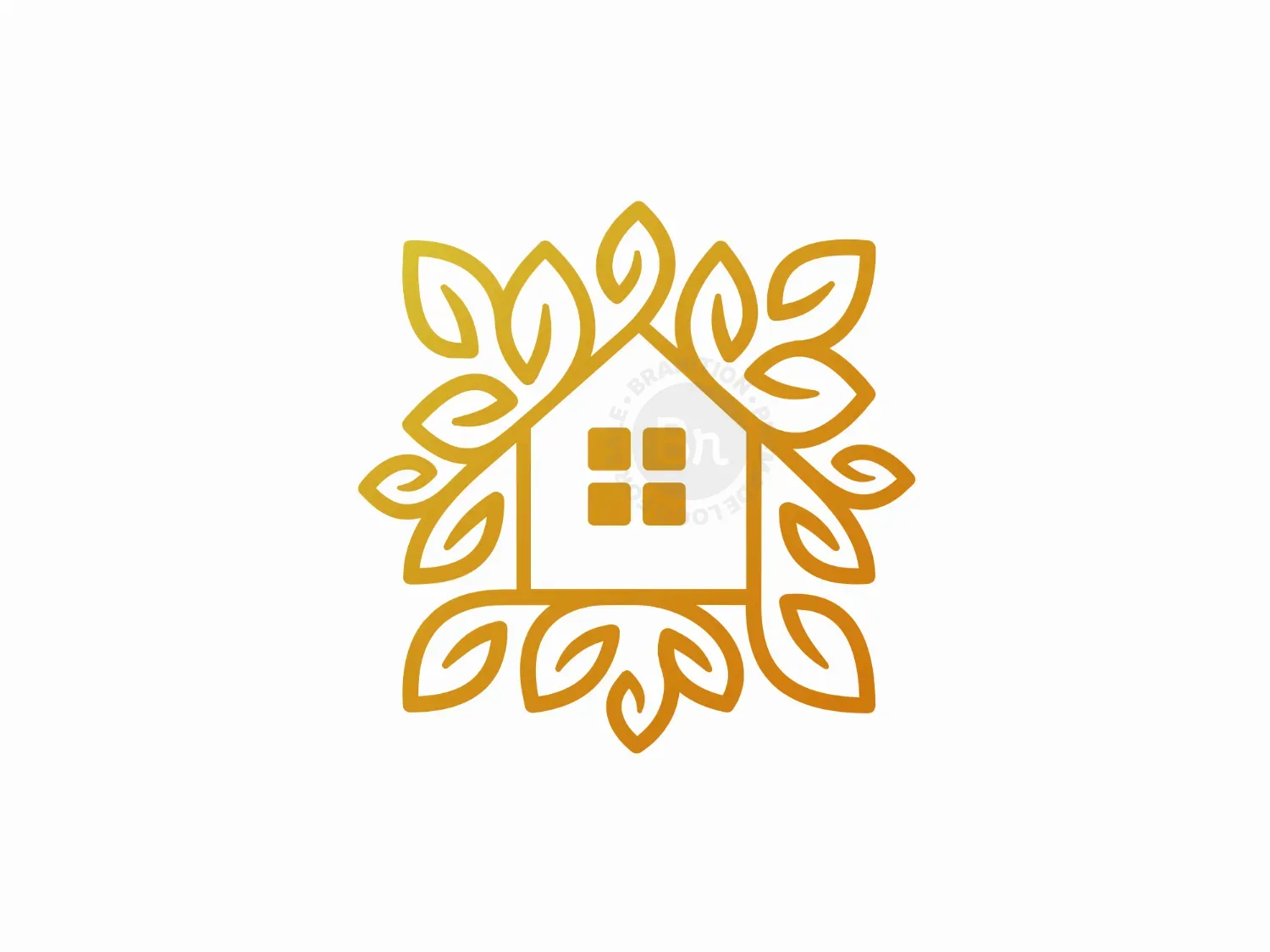 Gold Leaf Real Estate House Logo