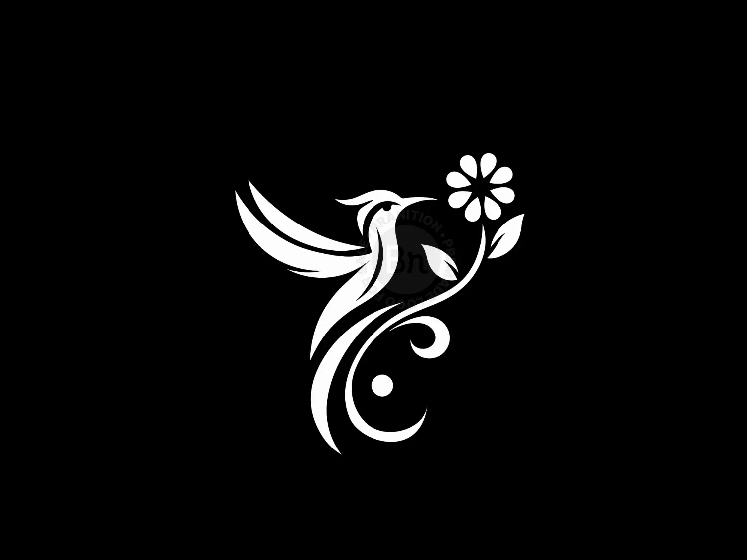 Modern And Elegant Bird With Flower Logo