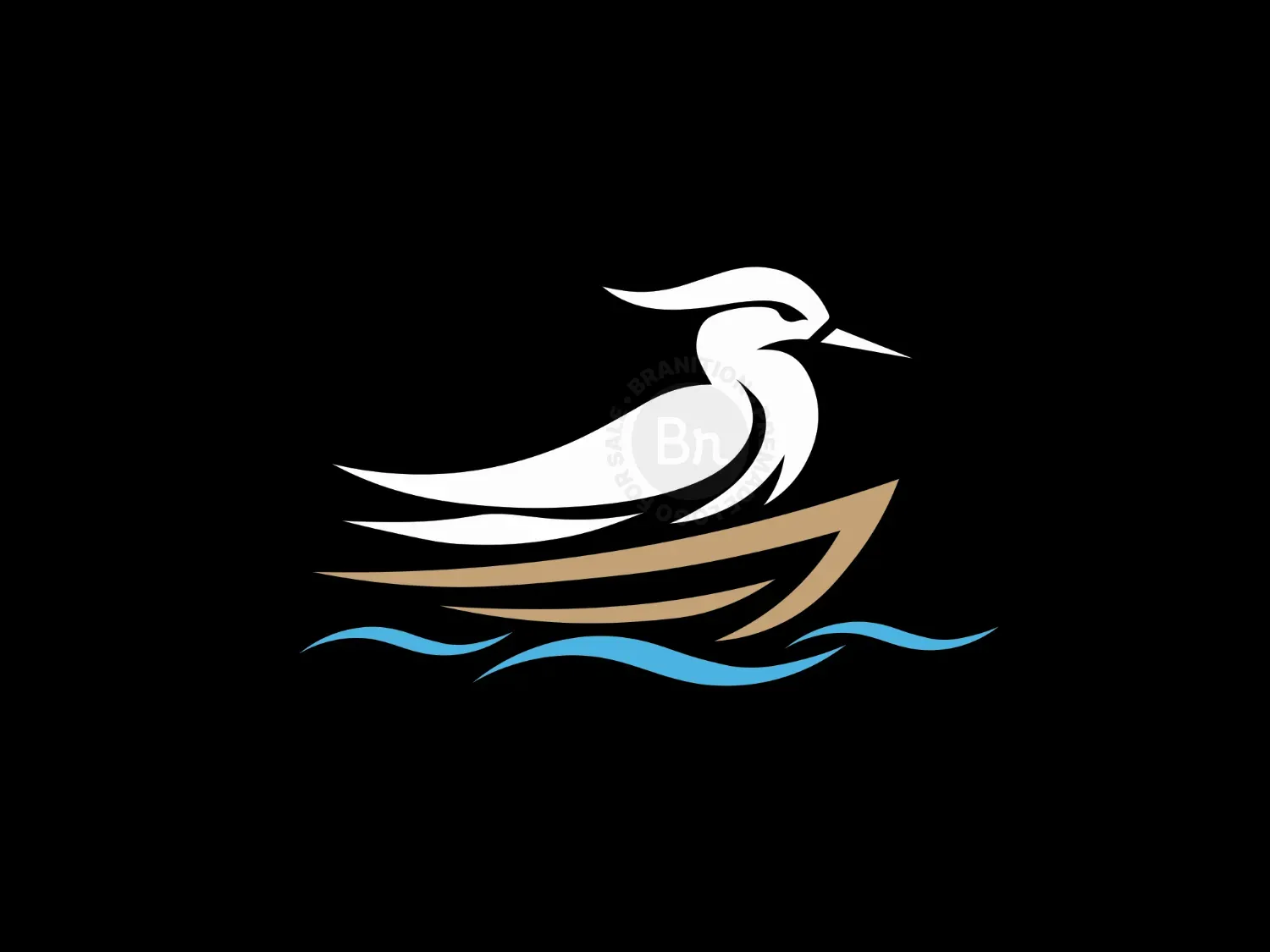 Elegant Bird On Boat Logo