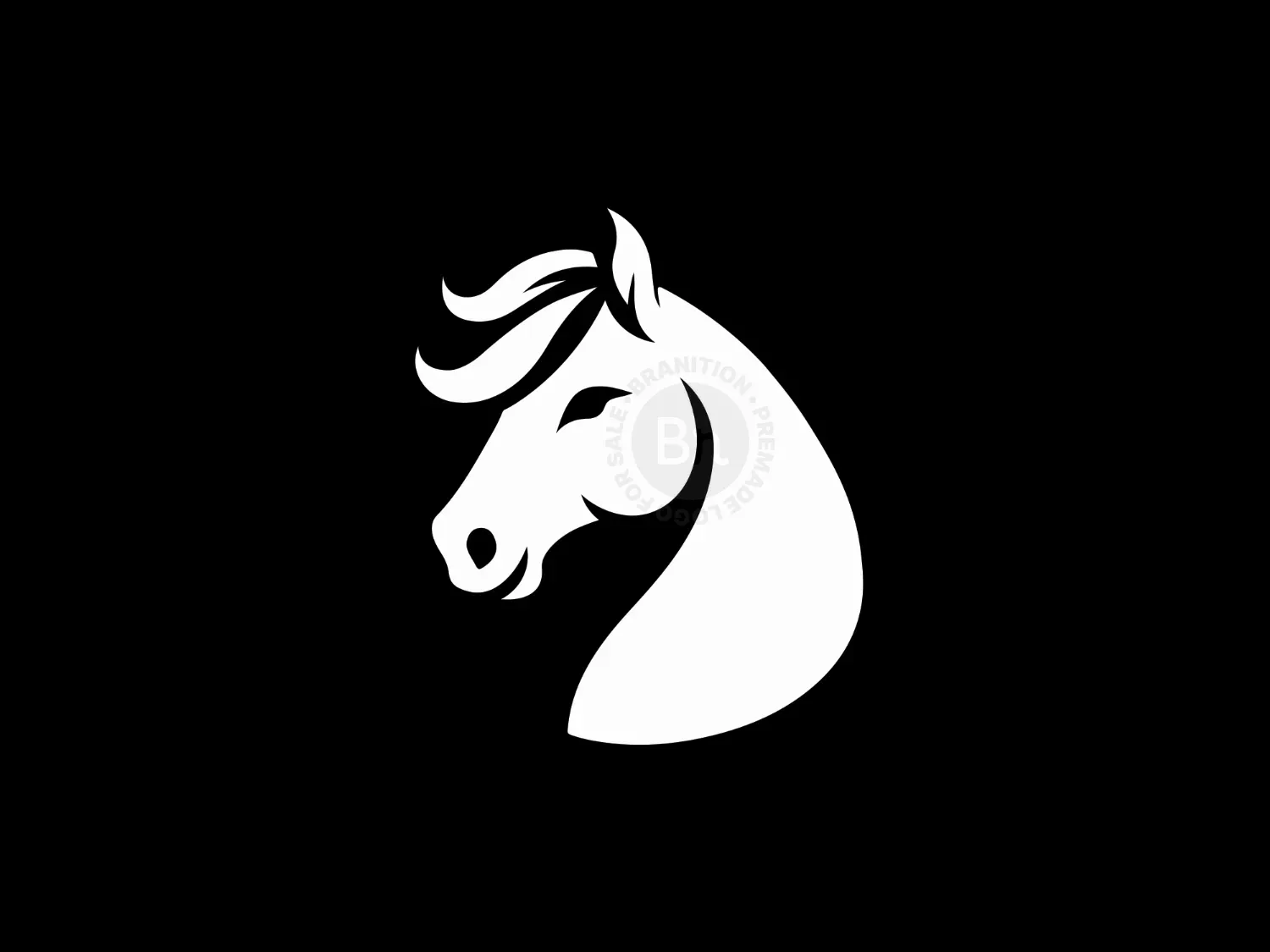 Abstract And Elegant White Horse Head Logo