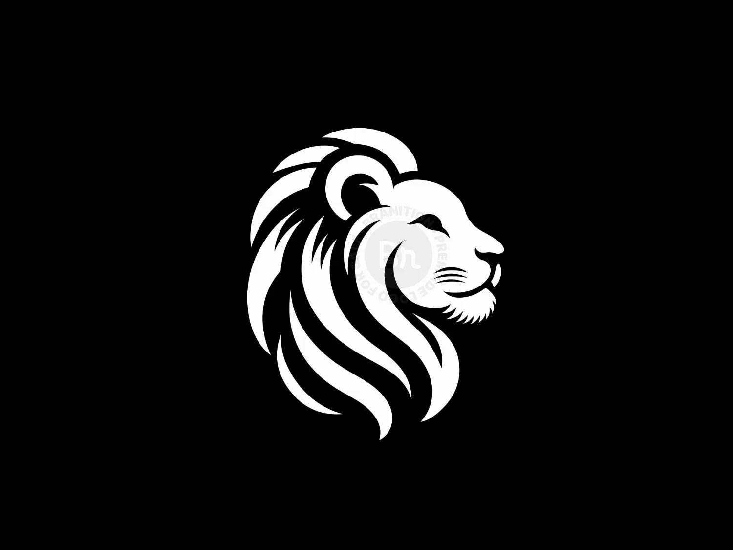 Elegant Black And White Lion Head Logo