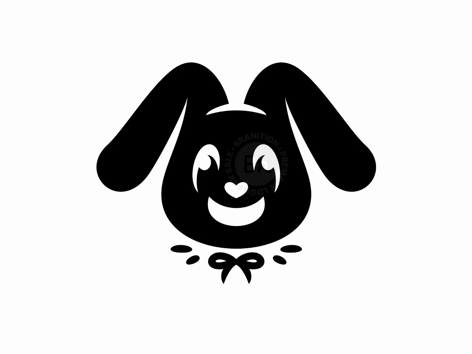 Cute Ribbon Black Rabbit Logo