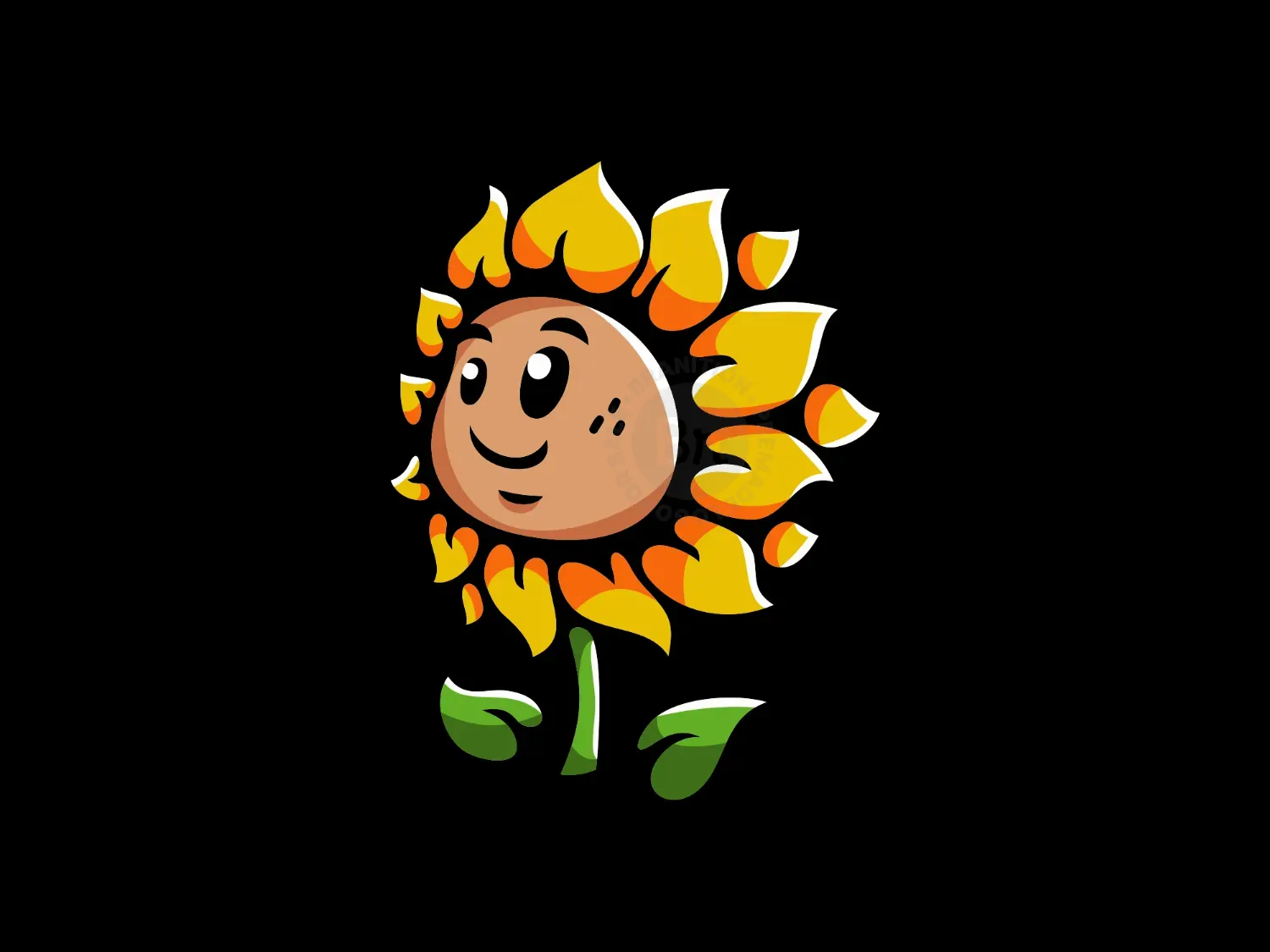 Cute Plant Mascot Sunflower Logo