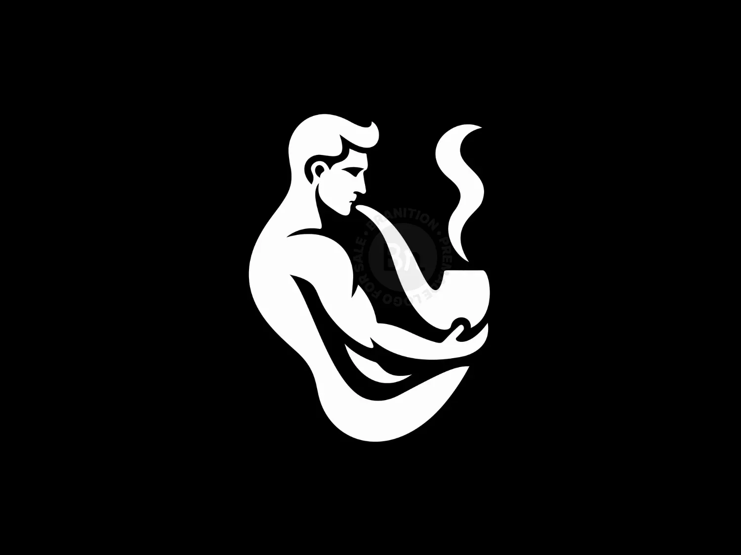 Abstract Man Smoking A Pipe Logo