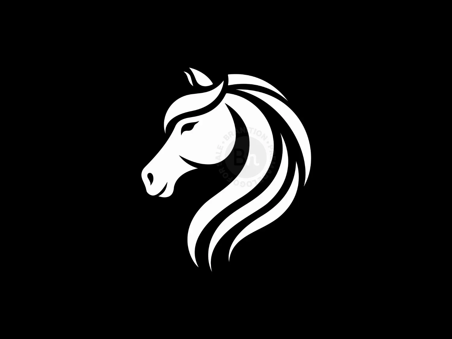 Abstract And Elegant White Horse Head Logo