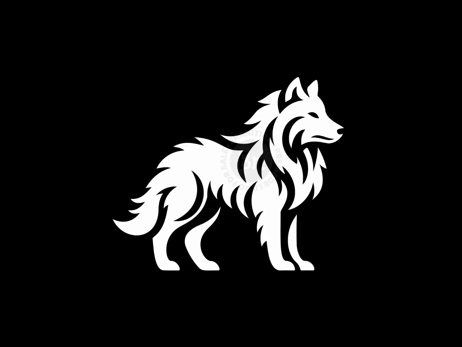 Modern And Abstract White Wolf Logo