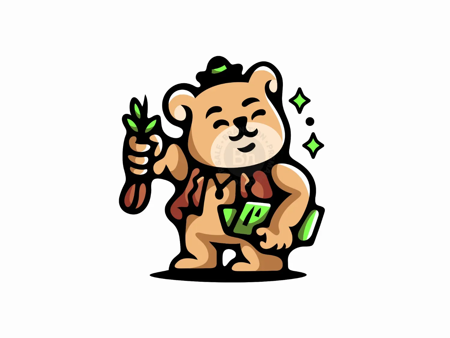 Bear Coffee Bean Farmer Logo