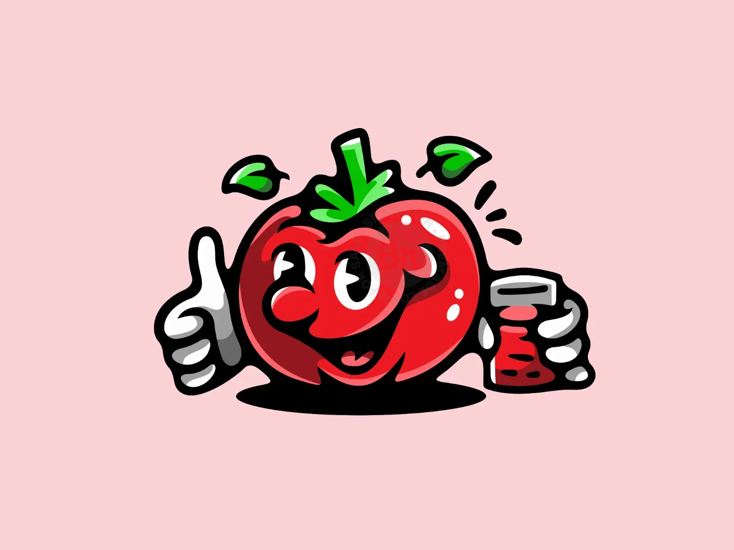 Tomato Drink Mascot Fruit Logo