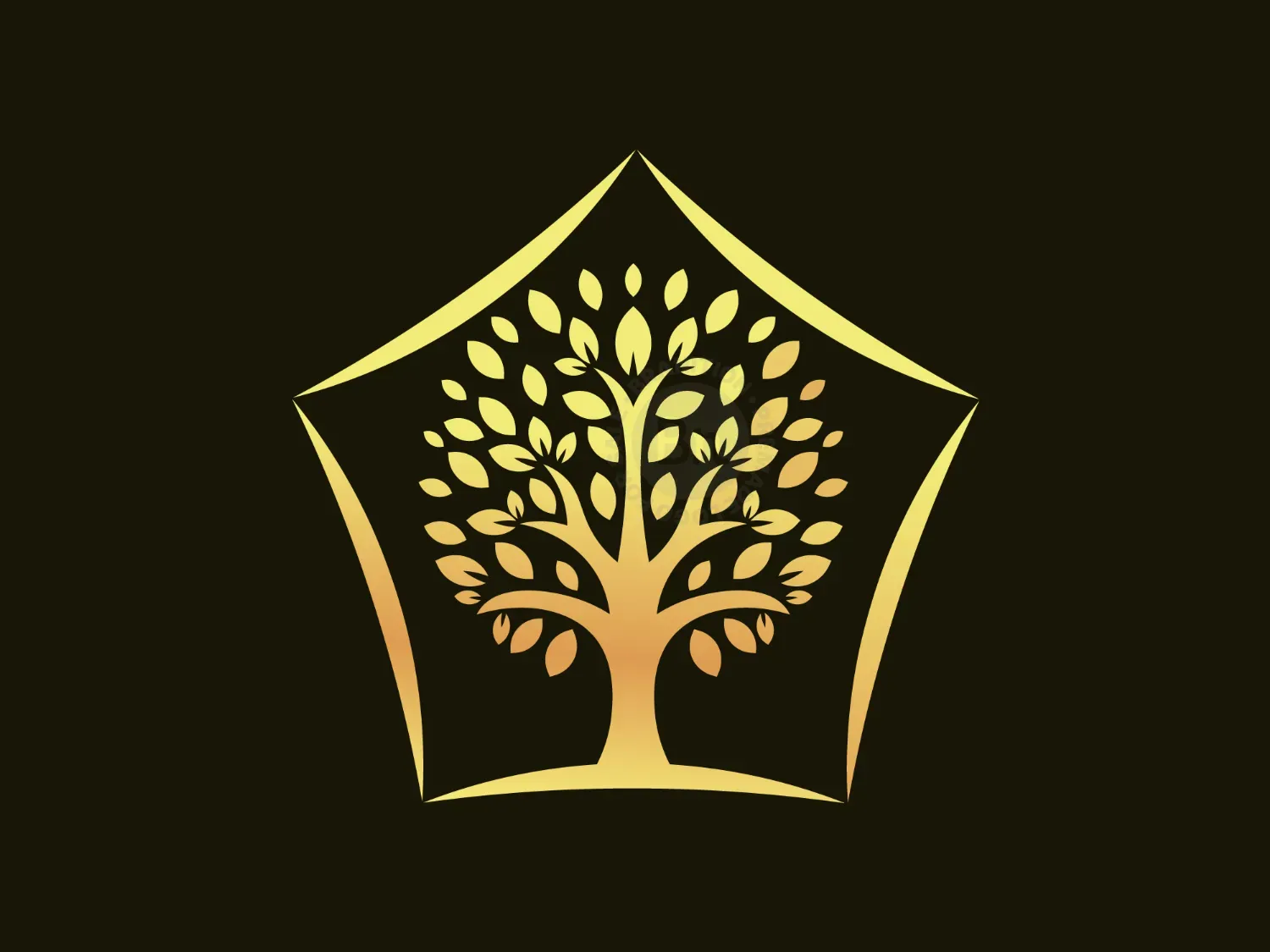 Golden Star And Tree Logo