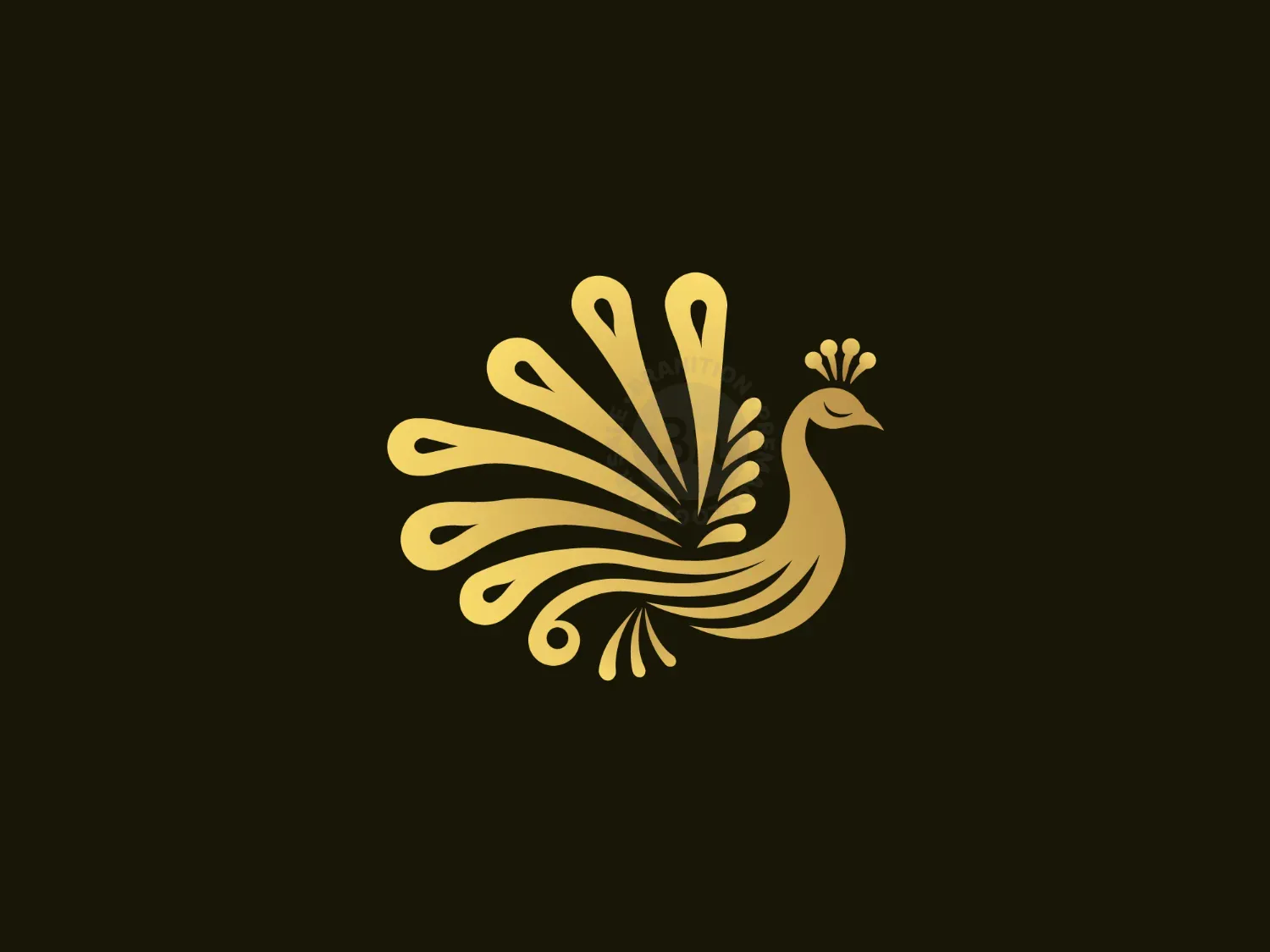 Modern And Golden Peacock Logo