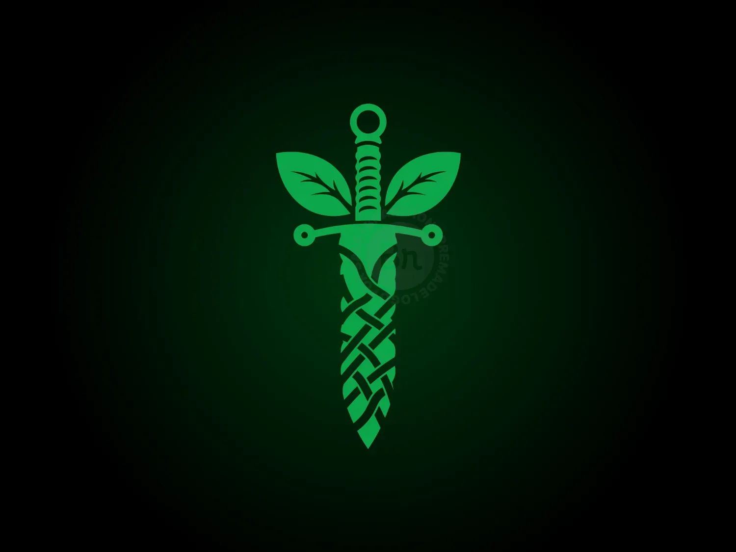 Green Sword And Leaf Logo