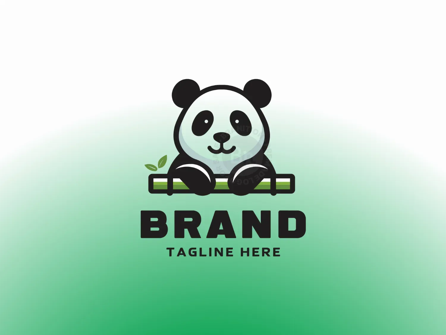 Panda And Green Bamboo Logo