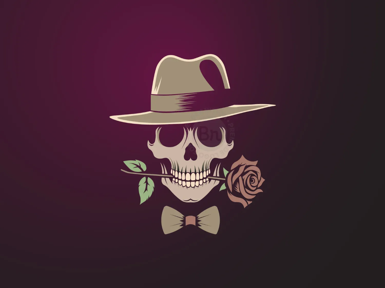 Skull And Red Rose Logo