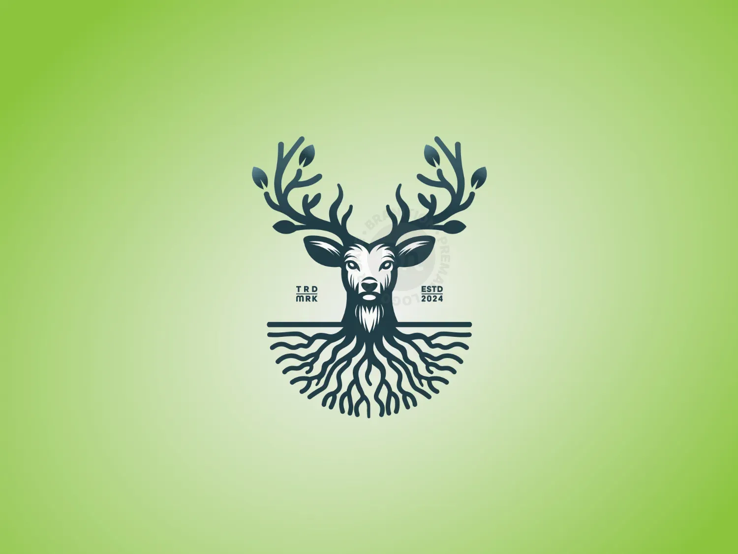 Natural Deer Antlers Leaf Logo