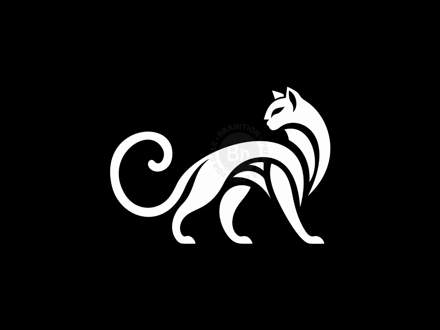 Abstract And Elegant White Cat Logo