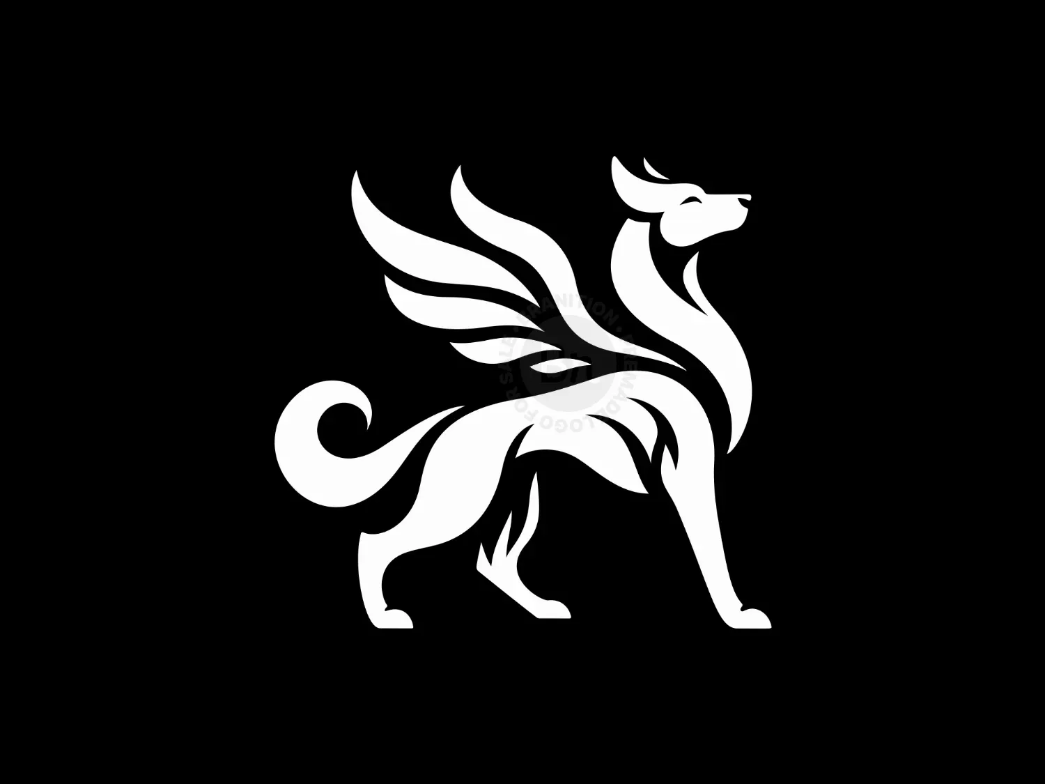 Abstract And Modern Dog With Wings Logo