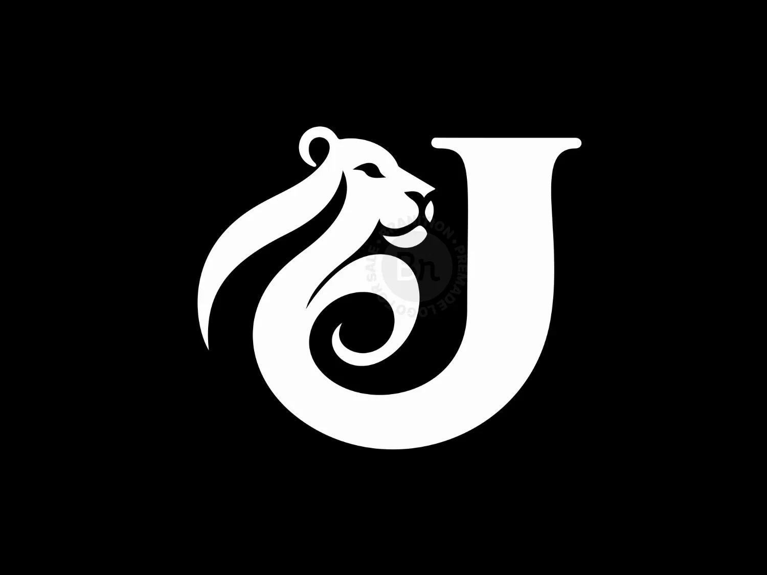 Abstract And Elegant Letter U With Lion Face Logo