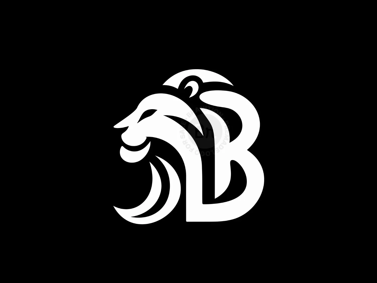 Abstract And Elegant Letter B With Lion Face Logo