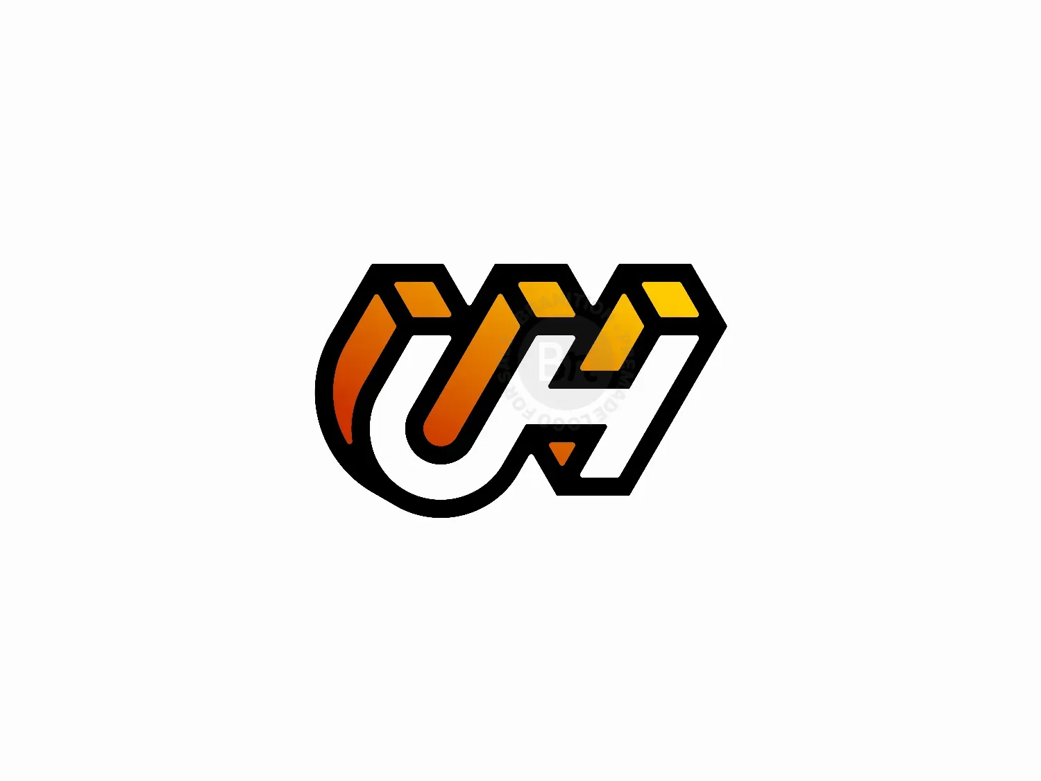 Letter UH Initial HU Geometric Logo