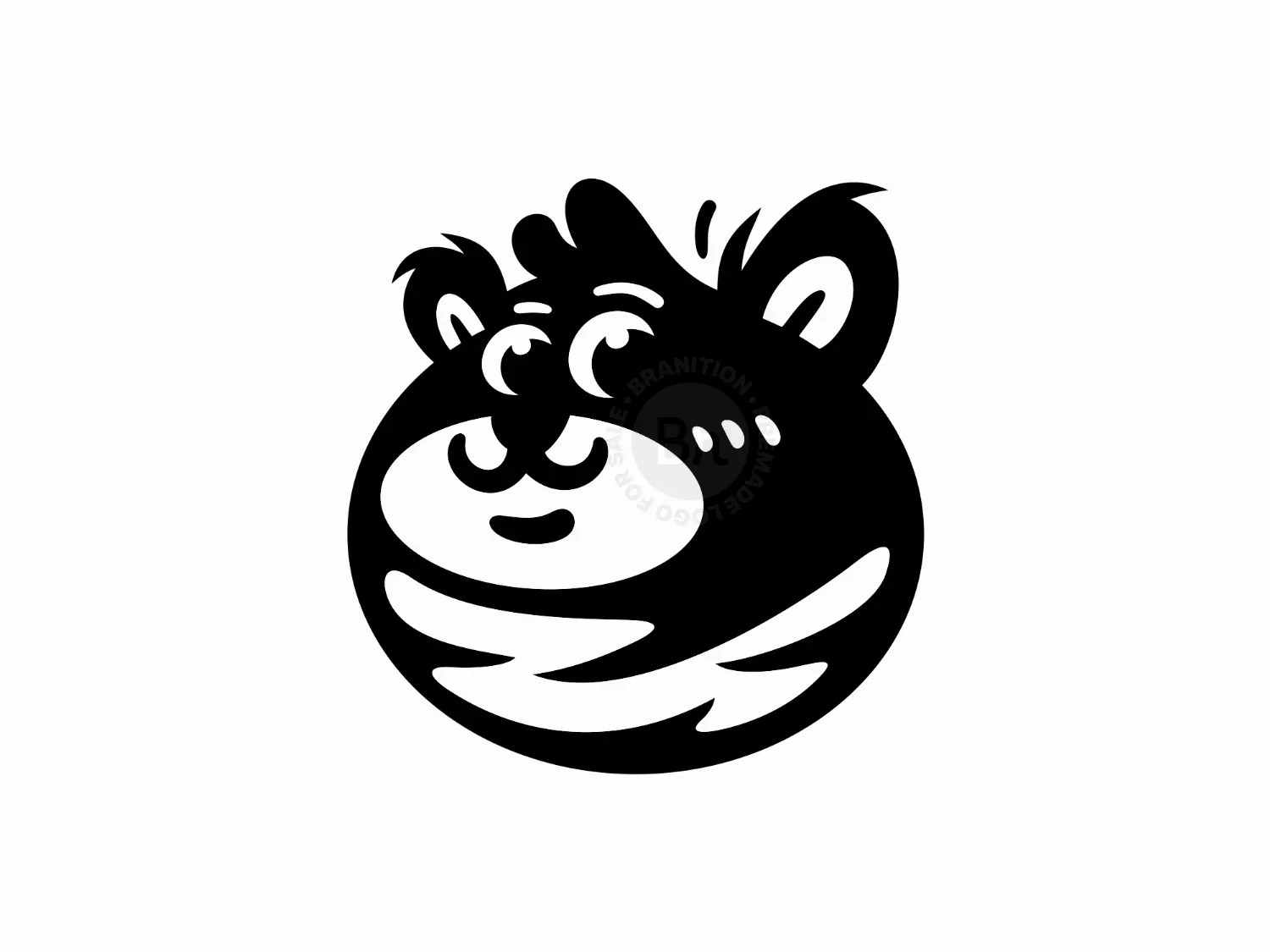 Cute Monochrome Round Bear Logo