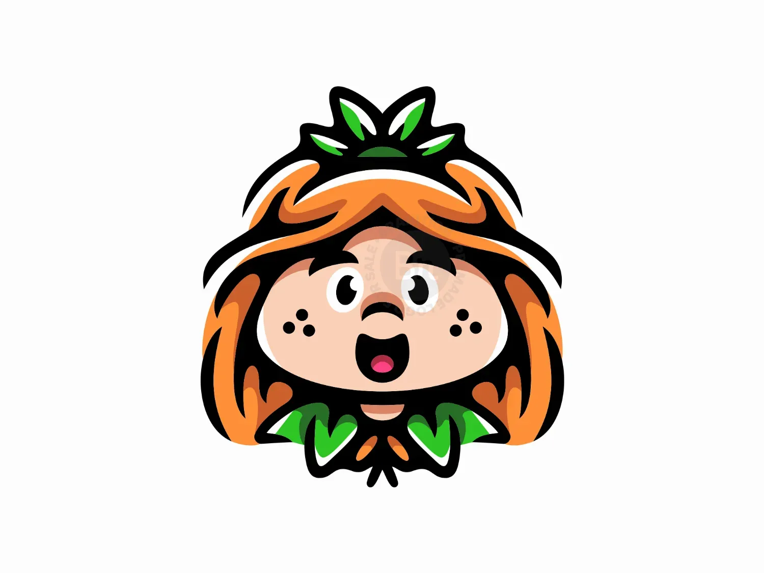 Cute Orange Leaf Girl Logo