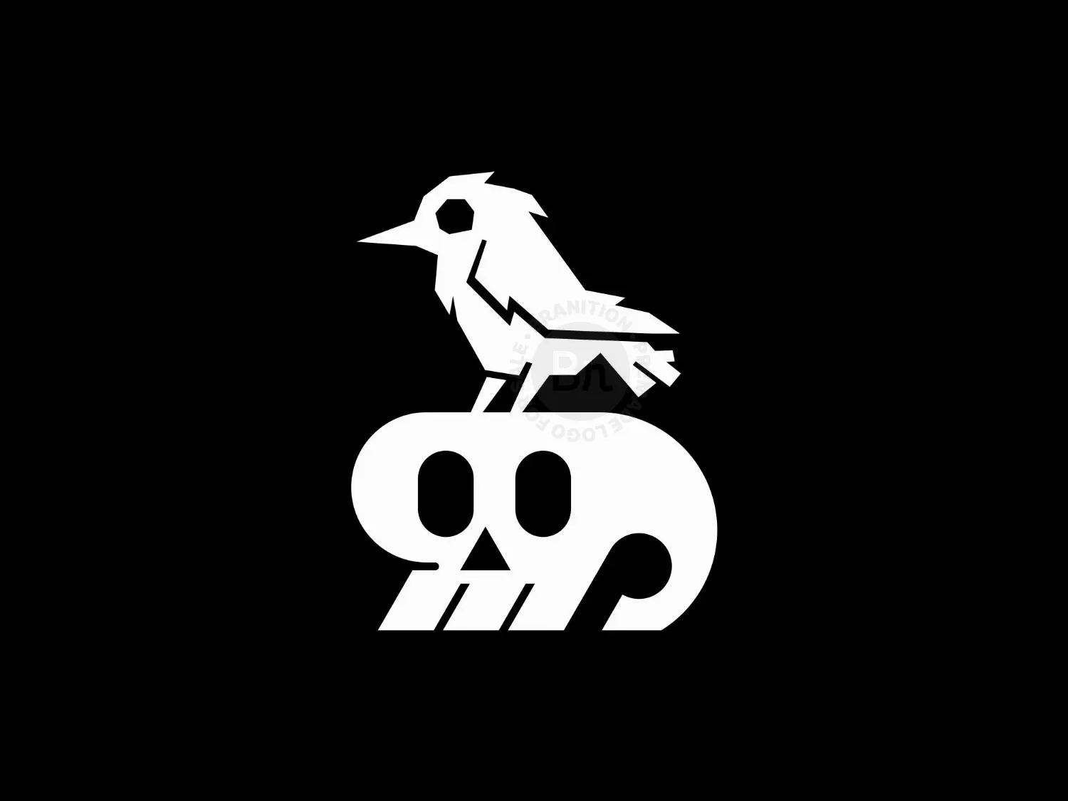 Skull Raven Simple Logo